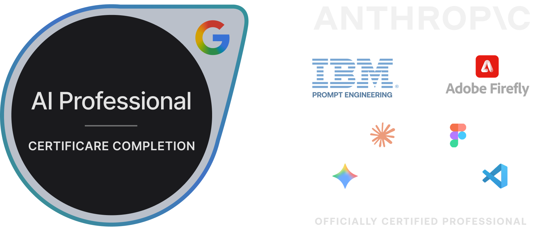 AI stack & certifications — Google AI Professional, Anthropic, IBM, Adobe